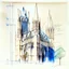 Placeholder: watercolour technical drawing cathedral