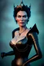 Placeholder: Lena Headay as evil queen in black leather, busty, cleavage, voluptuous, Aqua Lene, angry, stern look. character design by cory loftis, fenghua zhong, ryohei hase, ismail inceoglu and ruan jia. unreal engine 5, artistic lighting, highly detailed, photorealistic, fantasy