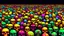 Placeholder: a field of 1000s of cartoonish, anatomically correct, skulls, vivid RANDOM BRIGHT neon colors, dark comedy, well lit, high detail, photorealistic, horrorcore, fun, scary, none featured, each a different color or hue,