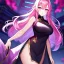 Placeholder: Clear focus, 8k, beautiful lighting, vibrant colors, girl, pink hair, long hair, vibrant purple eyes, black stockings, chinese clothes,