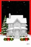 Placeholder: coloring page christmas style, realistic, Christmas house, black and white