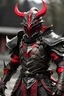 Placeholder: Asian black and red dragonborn in full plate armor