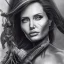 Placeholder: portrait head Angelina Jolie long hairs big bobs Tomb Raider gunshot