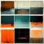 Placeholder: Minimal abstract oil paintings of a desolate 1960. Orange wires. On the floor are concrete fragments and road markings . In the dark mysterious style of Justin Mortimer and Francis Bacon. Triadic colours