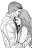 Placeholder: Sketch drawing of couple embrace coloring page