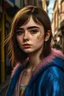 Placeholder: 1girl, hoodie, arm tattoo, portrait, asymmetrical bangs, bandaid, short hair, bangs, breasts, freckles, grey eyes, large breasts, looking at viewer, neck tattoo, nose piercing, pink hair, scar, scar on face, solo, tattoo on face, upper body, detailed background, town, alley, dark alley, portrait, hood on head, night, angry, close up, closed mouth, , ((masterpiece)), absurdres <lora:arcane_offset:1>