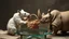 Placeholder: ice bear squirrels rhino playing basket on glass table on ceres