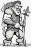 Placeholder: coloring book page of a gigantic troll holding a sword