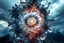 Placeholder: Dynamic complex hypnotic fractal 3D structures Symmetry twisting and morphing between plants and geometric forms , smooth translucent iridescent glass with inner glow and bubbles, varied transparent materials, stormy skies, intense dramatic