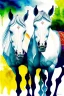 Placeholder: Fiacre, low carriage with two white horses in Vienna. Aquarell