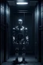 Placeholder: Imagen realista de un robot similar a un humano potenciado con inteligencia artificial encerrado en una celda de una prisión atmósfera oscura.