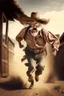 Placeholder: drunk old cowboy run bare