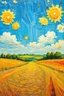 Placeholder: Let grace fill the gaps; surrealistic element in a sunny Van Gogh-like Post-Impressionistic dreamy landscape