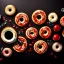 Placeholder: Pizza, hamburger, coca-cola, donut, coffee, black background