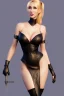 Placeholder: Brandi Love in black leather gown, evil, busty, cleavage, curvy, angry, happy, stern look. character design by cory loftis, fenghua zhong, ryohei hase, ismail inceoglu and ruan jia. unreal engine 5, artistic lighting, highly detailed, photorealistic, fantasy