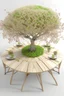 Placeholder: 3d spring tree in the middle of dinner circle table