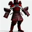 Placeholder: Personnage détaillé, chat, anthropomorphique, habillé comme un samurai, armure très détaillé, rouge, argent, modélisme 3d