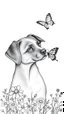 Placeholder: Love cat , love dog , add a butterfly on a wild flowers to this picture thin line draw