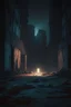 Placeholder: An lonesome light on the ground in the middle of an abandoned city. Animated, Dark color scheme