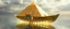 Placeholder: benign transparent superwood alien mega scifi pyramid katamaran ark boat with superwood draw bridge and wing doors and a seeing eye