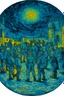 Placeholder: Van Gogh the prisoners in circle Bosch painting style
