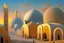 Placeholder: A surreal town with arches and domes, clouds and with long shadows by artist "Berndnaut" and "Leonora Carrington" and "de Chirico" at sunset