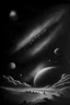 Placeholder: a charcoal drawing of a night sky, stars and planet on the background