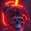 Placeholder: hundreds of non-anatomically correct, dark comic art, graphic novel,human skulls stacked into a wall unusual neon lighting, high velocity, 64k, dystopian, vray,