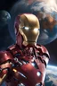 Placeholder: Iron man in space looking at earth get bombed