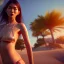 Placeholder: Asian women on the beach hot day atmospheric, realistic, unreal engine, lighting, octane render, full body, pleasuring