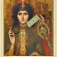 Placeholder: patron of photographers holding a camera in one hand and film roll in the other. orthodox icon with saint photographer. Cyrillic inscriptions. hyperdetailed, Alphonse Mucha, Zdzisław Beksiński, poster, illustration, ink, oil on canvas, 18th century atlas