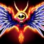 Placeholder: wings, freaky crazy evil eye with wings, laughing, flying, satan wings