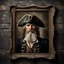 Placeholder: Hyper Realistic vintage frame portrait of Henry Avery Pirate on a rustic dark wall