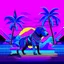 Placeholder: A K-9 Vaporwave design would depict the iconic robotic dog from Doctor Who with a bright, neon colour scheme of purples, pinks, and blues, featuring digital glitch patterns, gradient transitions, and a backdrop of retro-futuristic grid patterns, pixel art palm trees, and surreal Japanese kanji characters, blending K-9’s angular, boxy form with the nostalgic and surreal aesthetics of vaporwave.