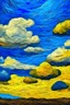 Placeholder: partly cloudy sky, airplanse van Gogh style