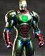 Placeholder: Super IRONMAN armor, kryptonite powered, built by wayne enterprises, designed by stark industries