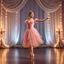 Placeholder: a beautiful balerina in pretty clothing in a modern cifi stage in her performance cinamatic lights .