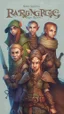 Placeholder: rpg book cover, a group of adventurers consisting of an elf, dwarf and human