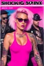 Placeholder: shocking pink magazine cover: special agent provocateur with tattoos issue; guest star : tank girl