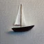 Placeholder: tiny oil painting of tiny sailboat, plain white background, solid white background, tiny white canvas, tiny white frame, melancholy, tender, moody, vintage, delicate arrangement, beautiful composition, etsy, aesthetic layout, plain solid white background