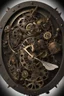 Placeholder: steampunk clock surrounded by cogs and springs, metal insects with wings, black background