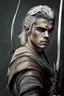 Placeholder: gladiator gray hair young medieval man with a longbow