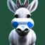 Placeholder: cute donkey with blue eyes,by pixar