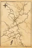 Placeholder: a scan of an ancient Cree Anishinaabe road map, black and white printed map that has been been stained and weathered, text is in Cree Syllabic