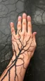 Placeholder: A hand , black vein, human veins, mixing together a lot of them, like a forest, big and small veins a lot of them,