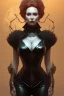 Placeholder: Christina Hendricks as evil queen in black leather, cleavage, angry, stern look. character design by cory loftis, fenghua zhong, ryohei hase, ismail inceoglu and ruan jia. unreal engine 5, artistic lighting, highly detailed, photorealistic, fantasy