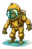 Placeholder: diving helmet cartoon with leg and hand