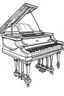 Placeholder: Outline art for coloring page OF TOY PIANO, coloring page, white background, Sketch style, only use outline, clean line art, white background, no shadows, no shading, no color, clear