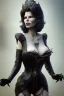 Placeholder: Kim Basinger as evil queen in black leather, busty, cleavage, curvy, angry, stern look. character design by cory loftis, fenghua zhong, ryohei hase, ismail inceoglu and ruan jia. unreal engine 5, artistic lighting, highly detailed, photorealistic, fantasy