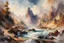 Placeholder: 84. Thomas Moran gouache painting 4K 3D 水墨画 水彩风格 浅光圈 水彩拼布 湿水彩 高质量
